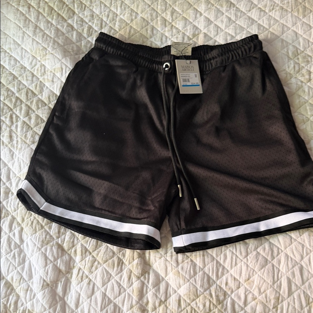Athletic Black Shorts with White Accents